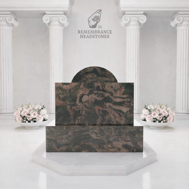 Luxury Portrait Slant Granite Headstone