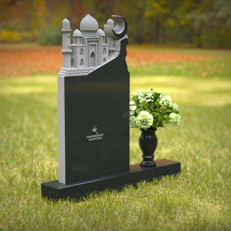 1253 - Granite Headstone with Mosque Design for Muslim Memorials - 51