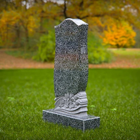 1497 - Granite Headstone with Floral Engraving – Elegant Memorial Design - 5