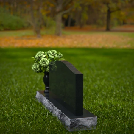 1261 - Classic Granite Headstone with Graceful Curved Top and Floral Vase – A Timeless Tribute - 13