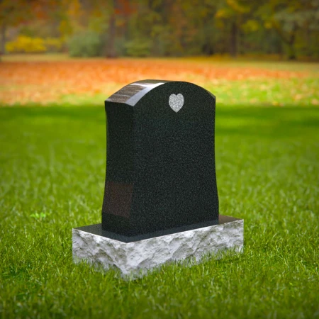 1591 - Black Granite Headstone with Heart Engraving – Elegant & Timeless Memorial - 6