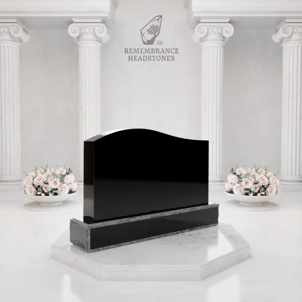 Premium Upright Granite Headstone — Wave-Top with Star of David