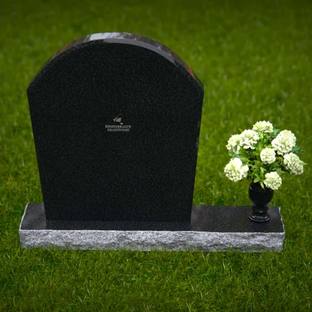 1319 - Arched Granite Headstone with Vase