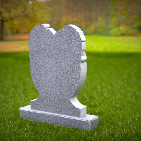 1451 - Twin Angel Heart Memorial Headstone - 1