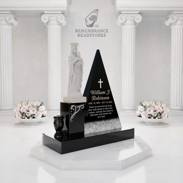 Luxury Pyramid-Shape Upright Granite Monument — Madonna
