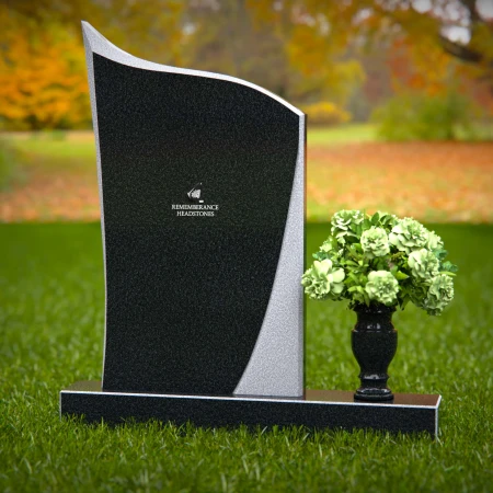 1272 - Modern Granite Headstone with Flowing Curved Design and Floral Vase – A Graceful Tribute - 56