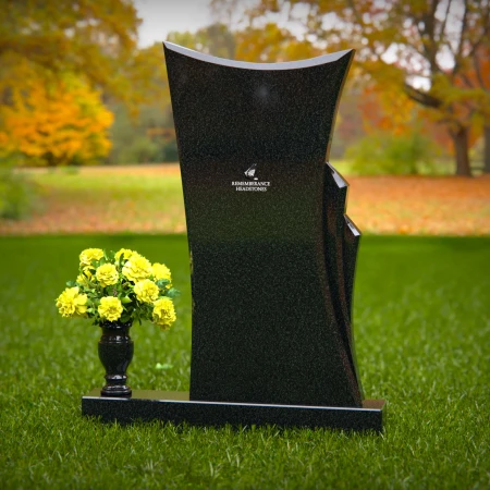 1322 - Contemporary Granite Memorial Headstone with Unique Curved Design - 52