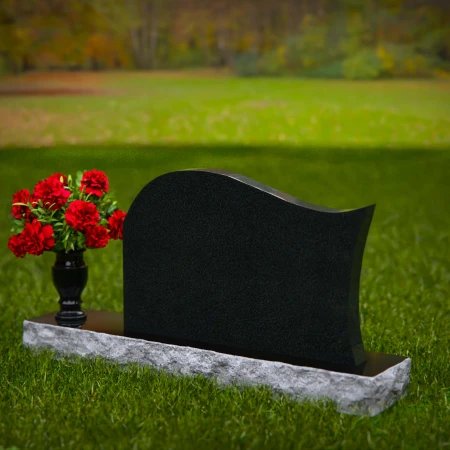 1312 - Modern Waved Granite Headstone with Flower Vase - 53