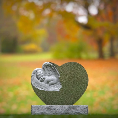 1453 - Heart-Shaped Angel Baby Memorial Headstone - 8