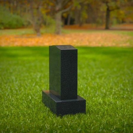 1565 - Black Granite Headstone with Celtic Cross and Engraved Panels - 1