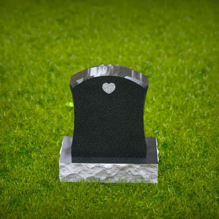 1591 - Black Granite Headstone with Heart Engraving – Elegant & Timeless Memorial - 7