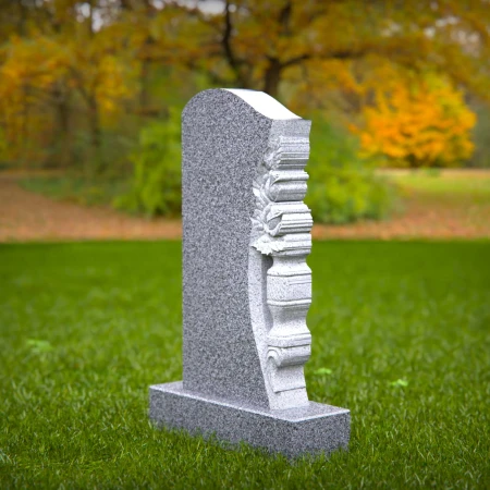 1494 - Granite Headstone with Floral and Vase Carving – Elegant Memorial - 4