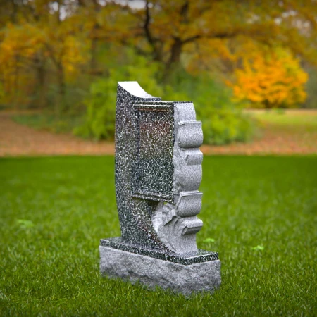 1469 - Unique Granite Memorial Headstone with Elegant Tulip Carving - 1