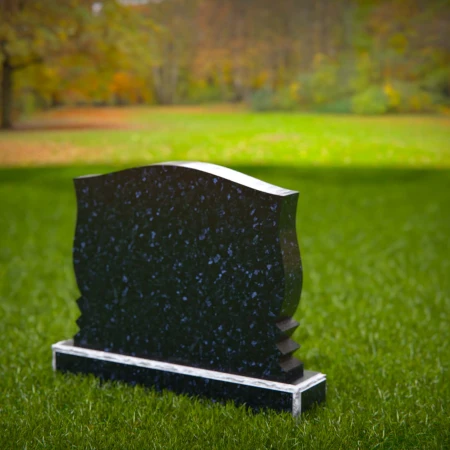 1480 - Elegant Shield-Shaped Granite Headstone with Layered Base - 8