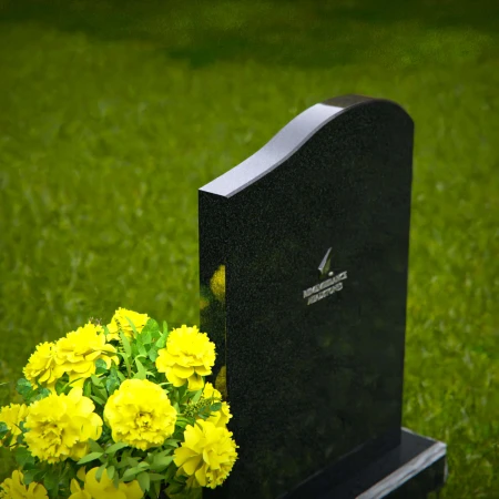 1311 - Elegant Granite Headstone with Gently Curved Top and Flower Vase - 52