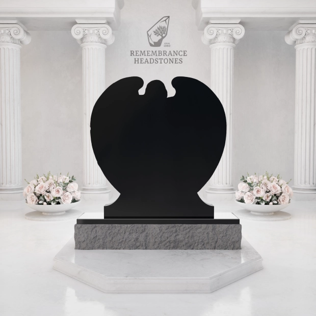 Luxury Heart-Shaped Granite Monument — Guardian Angel Companion