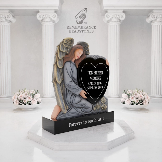 Luxury Guardian Angel Heart Memorial with Roses
