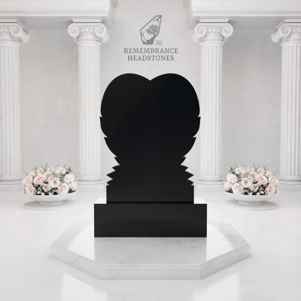 Luxury Upright Heart Headstone with Laurel Wreath