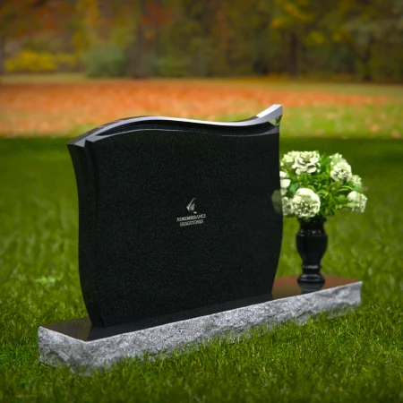 1305 - Contoured Granite Headstone with Polished Finish and Flower Vase - 54