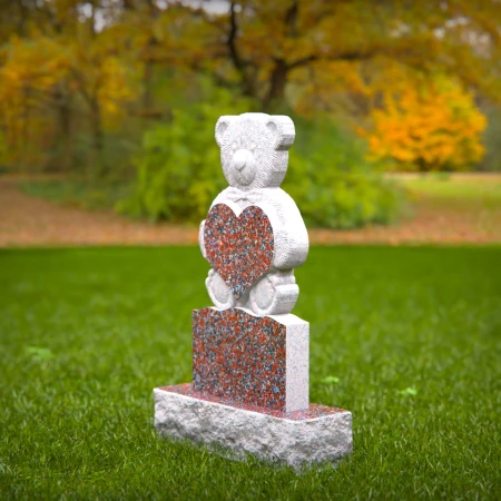 1484 - Adorable Teddy Bear Headstone with Heart Design - 5