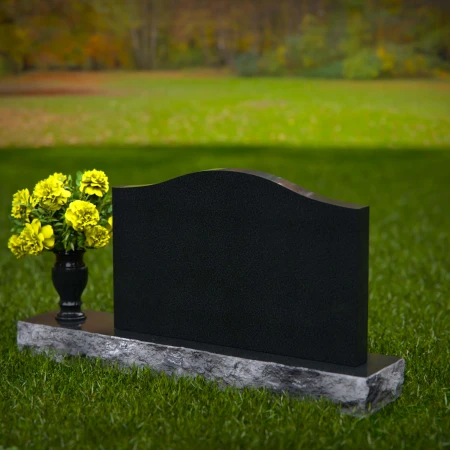 1257 - Graceful Granite Headstone with Curved Top and Floral Vase – Timeless Memorial Design - 10