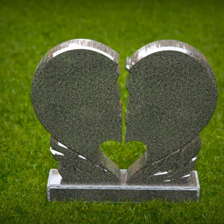 1479 - Broken Heart Companion Headstone in Polished Granite - 5