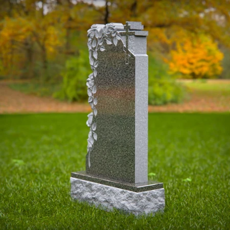 1529 - Elegant Rose and Cross Memorial Headstone - 8