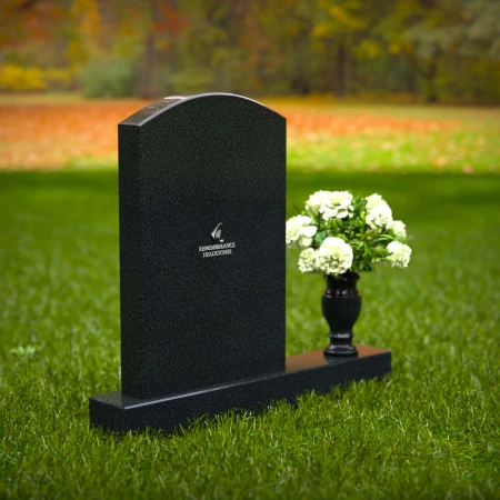 1281 - Elegant Upright Granite Headstone with Flower Vase - 32