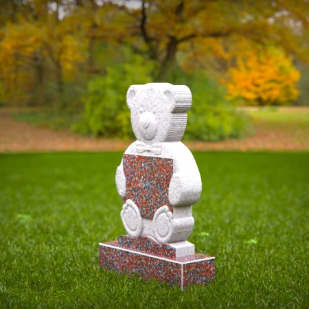 1445 - Children’s Memorial Headstone with Teddy Bear Holding Plaque - 8