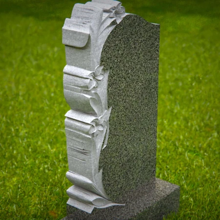 1508 - Granite Headstone with Elegant Floral Carving - 2