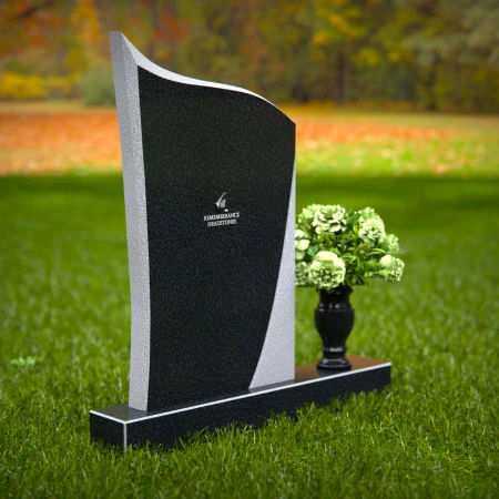 1272 - Modern Granite Headstone with Flowing Curved Design and Floral Vase – A Graceful Tribute - 50