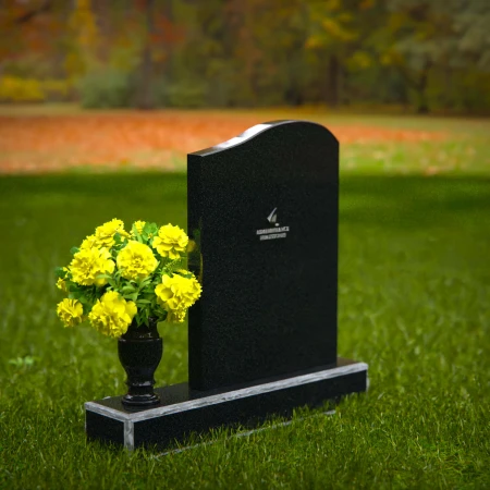 1311 - Elegant Granite Headstone with Gently Curved Top and Flower Vase - 53