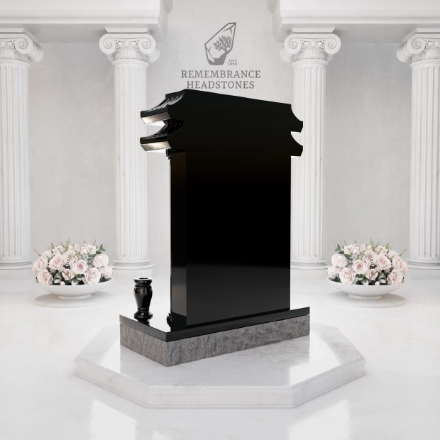 Luxury Asian Pavilion Granite Memorial with Crane Engravings
