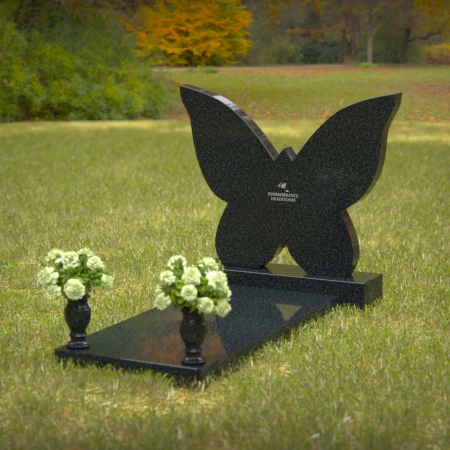 1252 - Butterfly-Shaped Granite Headstone for Children - Elegant Memorial Design - 4