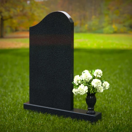 1334 - Modern Curved Headstone with Single Vase - 50