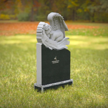 1237 - Sleeping Angel Granite Memorial Headstone - 56