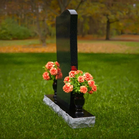 1301 - Modern and Elegant Granite Headstone with Flower Vases - Custom Memorial Design - 52