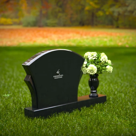 1267 - Unique Granite Headstone with Artistic Arch Design and Floral Vase – A Timeless Tribute - 46