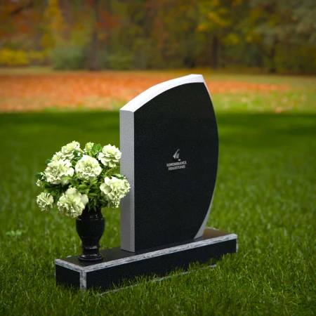 1327 - Modern Angled Headstone with Vase Inclusion - 28