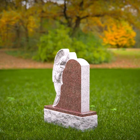 1546 - Guardian Angel Embracing Granite Headstone – A Tribute of Love - 5