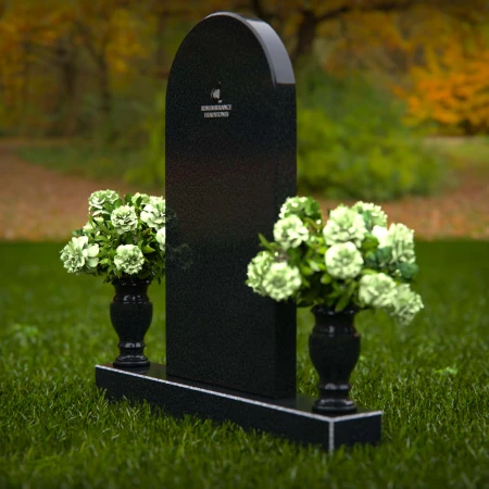 1254 - Elegant Granite Headstone with Arched Design - A Timeless Memorial - 48