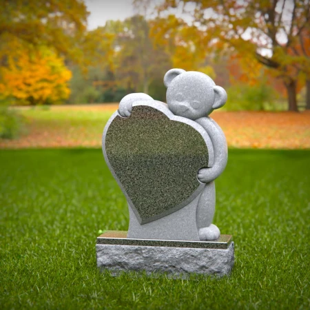 1437 - Children’s Memorial Headstone with Teddy Bear and Heart Design