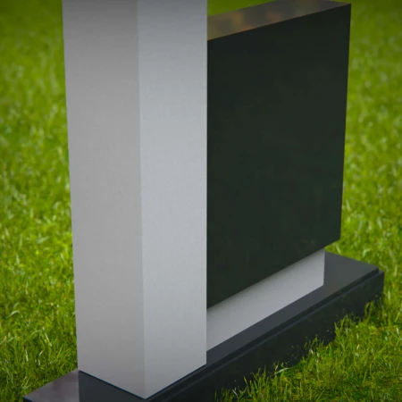 1586 - Modern Black & White Granite Monument – Contemporary Headstone Design - 3