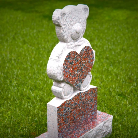 1484 - Adorable Teddy Bear Headstone with Heart Design - 3