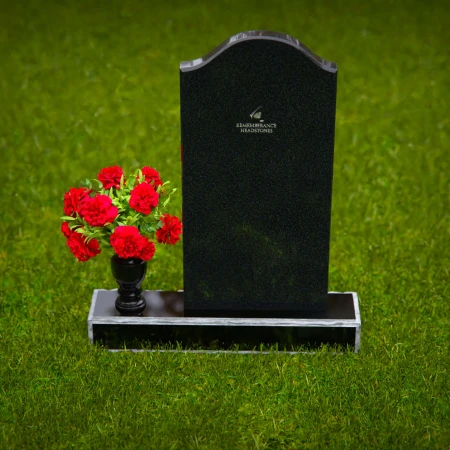 1289 - Classic Upright Granite Headstone with Flower Vase