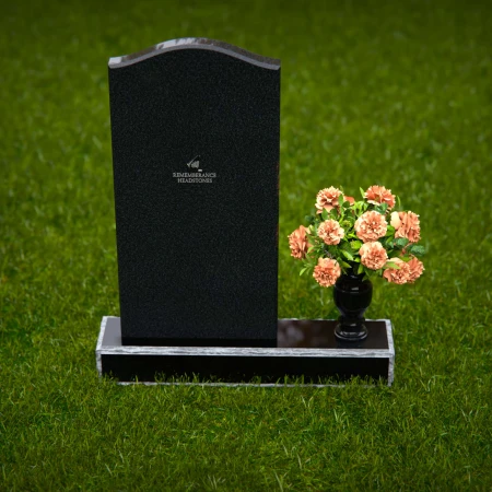 1286 - Upright Granite Headstone with Elegant Curved Top and Vase