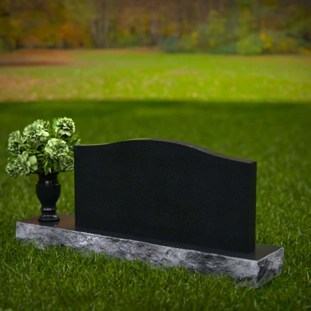 1261 - Classic Granite Headstone with Graceful Curved Top and Floral Vase – A Timeless Tribute - 36