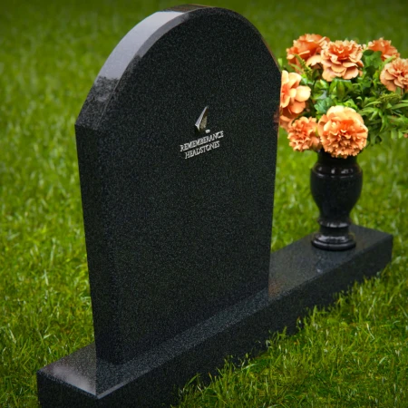 1310 - Classic Arched Granite Headstone with Single Flower Vase - 55