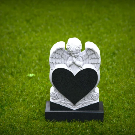 1444 - Children’s Memorial Headstone with Praying Angel and Heart Design - 1