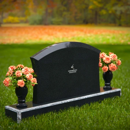 1313 - Arched Granite Headstone with Dual Flower Vases - 50